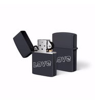 Love Yazılı Siyah Benzinli Metal Çakmak