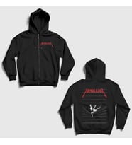 Presmono Unisex Siyah Blinds Skull Metallica Sırt Baskılı Fermuarlı Kapüşonlu Sweatshirt 516043tt