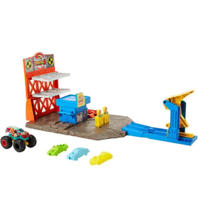Hot Wheels Monster Trucks Patlama İstasyonu Oyun Seti Ve 1 Adet 1:64 Ölçekli Hw Demo Derby Ile 3 Ade (Çok Renkli)
