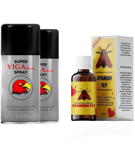 2 KUTU VİGA 100000 ERKEK GEÇİKTİRİCİ SPREY ve Spanish Fly Bayan Azdırıcı Damla- MADE İN GERMANY - ORJİNAL