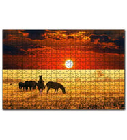 Cakapuzzle Savana'da Günbatımı ve Zebralar  Puzzle Yapboz MDF (Ahşap) (120 Parça)
