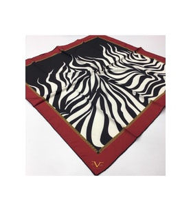 Zebra Desen Black Seri Twill Eşarp Eşarp Askısı ile Birlikte 90x90 cm Bordo Siya