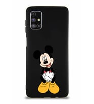 Samsung Galaxy M51 Soft Premier Kapak Mickey Mouse-A Tasarımlı Silikon Kılıf - Siyah (Şeffaf)