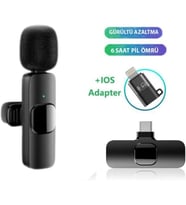 K9-D Type C Lightning Wireless (Kablosuz Mikrofon) Dönüştürücülü Tak Çalıştır Android Telefon Tablet Ipad Tekli Yaka Mikrofonu K9-D