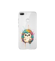 Honor 9 Lite ile Uyumlu Splash Kirpi Tasarımlı Şeffaf Silikon Kılıf