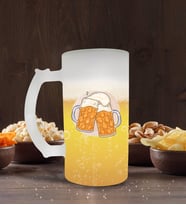 BK Gift Bira Tasarımlı Buzlu Cam Bira Bardağı 50cl-1 (Beyaz)