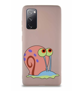 Samsung Galaxy S20 FE Soft Premier Kapak Salyangoz Gary Tasarımlı Silikon Kılıf - Pudra (Şeffaf)