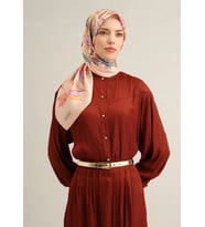 Armine Tivil İpek Eşarp 9332 - 56 Pudra Karışık Desen