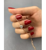 Zirkon Taşlı Rose Kaplama Kalp Gümüş Kadın Bileklik