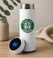BK Gift Kişiye Özel İsimli Coffee Tasarımlı Filtreli Dijital Göstergeli Beyaz Çelik Termos-8, Arkadaşa Hediye, Sevgiliye Hediye, Yeni İş Hediyesi