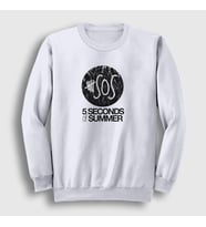 Presmono Unisex Beyaz Logo 5 Seconds Of Summer Sweatshirt 79023tt (Beyaz)