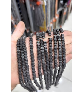 Hematit Taşı Rondela Kesim Mat Siyah 6x3mm Doğal Taş Dizi