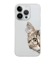 Apple iPhone 14 Pro Max Uyumlu Kamera Korumalı Tıpalı Kapak Catface Tasarımlı ŞeffafKılıf