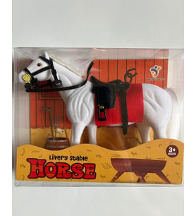 Floklu At Hayvan Oyuncak  Beyaz At  Horse Kaliteli ve Gösterişli At  14 Cm x 11 Cm
