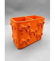 3D Baskı Fiyonk Desenli Bölmeli Kalemlik - Masaüstü Organizer - Turuncu