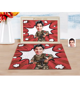 BK Gift Kişiye Özel Asker Karikatürlü 1000 Parça Profesyonel Puzzle-1