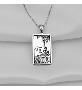 925 Ayar Gümüş  Four of Cups Tarot Kolye