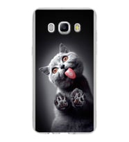 PrintiFy Samsung Galaxy J5 2016 ile Uyumlu 1mm Slim Fit Kedi 2 050c Baskılı Şeffaf  Kılıf