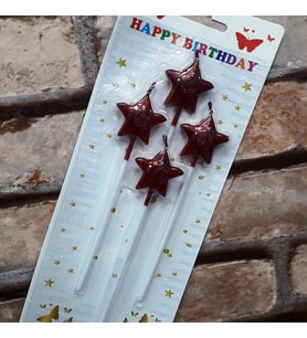 4 ADET KIRMIZI YILDIZ PASTA MUMU YILDIZ DOĞUM GÜNÜ PASTA MUMU KIRMIZI PASTA MUMU YILDIZ MUM RED CANDLE