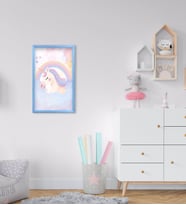 BK Home Unicorn Tasarımlı Dekoratif Mavi Ahşap Çerçeveli Çocuk Odası Tablo-1
