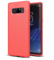 Samsung Galaxy Note 8 Kılıf Deri Tarzı Niss Silikon Case (Kırmızı)