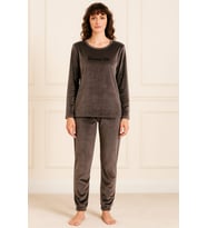 Kadın 13164-063 Uzun Kol Kadife Pijama Takımı