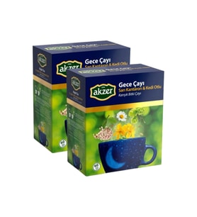 AkzerSarı Kantaron & Kedi Otlu Gece Çayı (2 Paket) (180 G - 120'li Süzen Poşet)