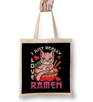 I Just Really Love Ramen Cat Kawaii Anime Bez Çanta Uzun Saplı