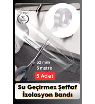 #SızdırmazBant 5 Adet Su Geçirmez Şeffaf İzolasyon Bandı Tezgah Lavabo Kenar Tamir Güçlü 38mm x 3m