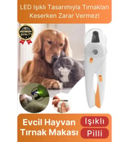 Çok Amaçlı Sıçrama Koruyucu Pilli Kedi Köpek Kuş Evcil Hayvan Ledli Işıklı Törpülü Tırnak Makası