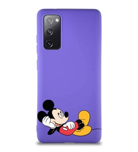 Samsung Galaxy S20 FE Soft Premier Kapak Mickey Mouse-F Tasarımlı Silikon Kılıf - Mor (Şeffaf)