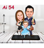 Kişiye Özel Ahşap Biblo - Aile Karikatür Biblo - 3 Kişilik Aile Biblo 14