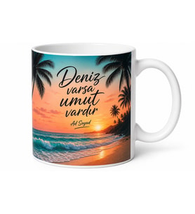 Yaz Tatili Temalı Tasarım Baskılı Kupa Bardak Hediye Porselen Mug