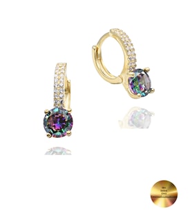 18k Serie Oro Mistik Taşı Halka Kadın Gümüş Küpe Stylish Night 7 MM (Altın)