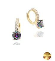 18k Serie Oro Mistik Taşı Halka Kadın Gümüş Küpe Stylish Night 7 MM (Altın)
