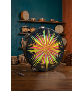 Midex TF-30BK Çift Sıra 8 Zilli Siyah Derili Tef Tamburin (25.5 cm)