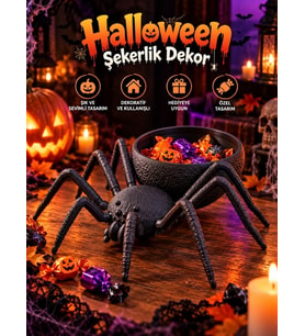 Halloween Cadılar Bayramı Dekoratif Örümcek Şekerlik Şeker Kasesi Masa Üstü Dekor