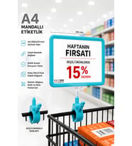 A4 Mandallı Fiyatlık Etiketlik Sepet Raf Askılık Fiyat Etiketi Çerçeveli Market Mağaza Turkuaz