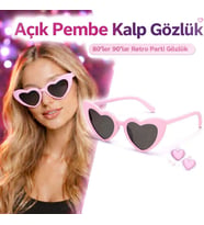 Pembe Retro Kalp Gözlük – 80’ler 90’lar Stil Parti Gözlüğü