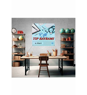 14 Mart Tıp Bayramı Temalı Fotoğraf Panosu Branda 100x100
