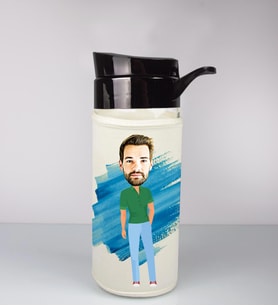 Kişiye Özel Karikatür Tasarım Özel Koruma Kılıflı Cam Matara 95989