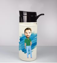 Kişiye Özel Karikatür Tasarım Özel Koruma Kılıflı Cam Matara 95989