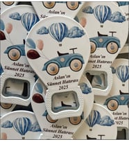 Kişiye Özel Kendin Tasarla Çocuk Doğum Günü İş Makinası Araba Organizasyon Hediyelik İsimli Balon Açacak Magnet 20 adet