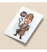 Kişiye Özel Erkek Dedektif Karikatürlü Tebrik Kartı
