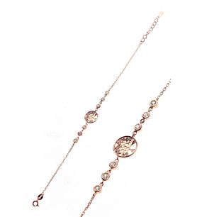 Gümüş rose renkli taşlı hayat ağaçı bileklik SGTL9281