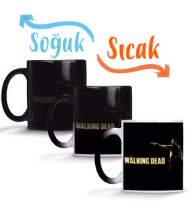 The Walking Dead Rick Siyah Zemin Sihirli Kupa Bardak Porselen