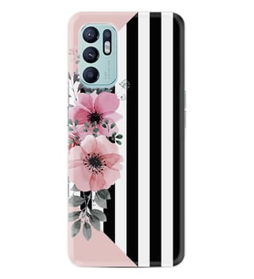 Oppo Reno 6 Kılıf Resimli Desenli Baskılı Silikon Flowers 4 1390