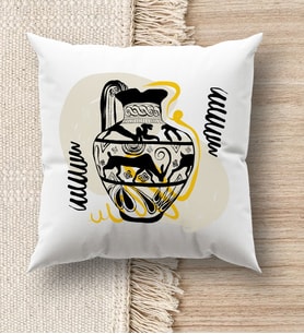 BK Gift Modern Art Tasarımlı Beyaz Kırlent Yastık, Ev Hediyesi, Ev Dekorasyonu, Dekoratif Hediye (Model 20)