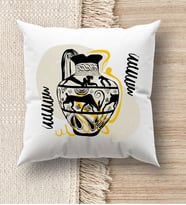 BK Gift Modern Art Tasarımlı Beyaz Kırlent Yastık, Ev Hediyesi, Ev Dekorasyonu, Dekoratif Hediye (Model 20)