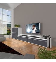 Decoraktiv Ekoflex On Mdf Tv Ünitesi Tv Sehpası - Beyaz Antrasit (Beyaz - Antrasit)